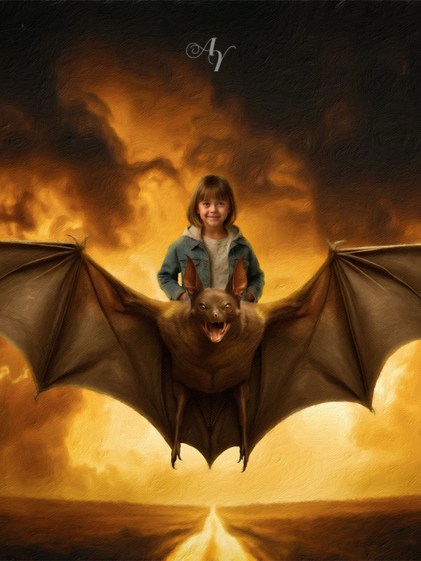 Bat Flight Child Customized Photo Paintings