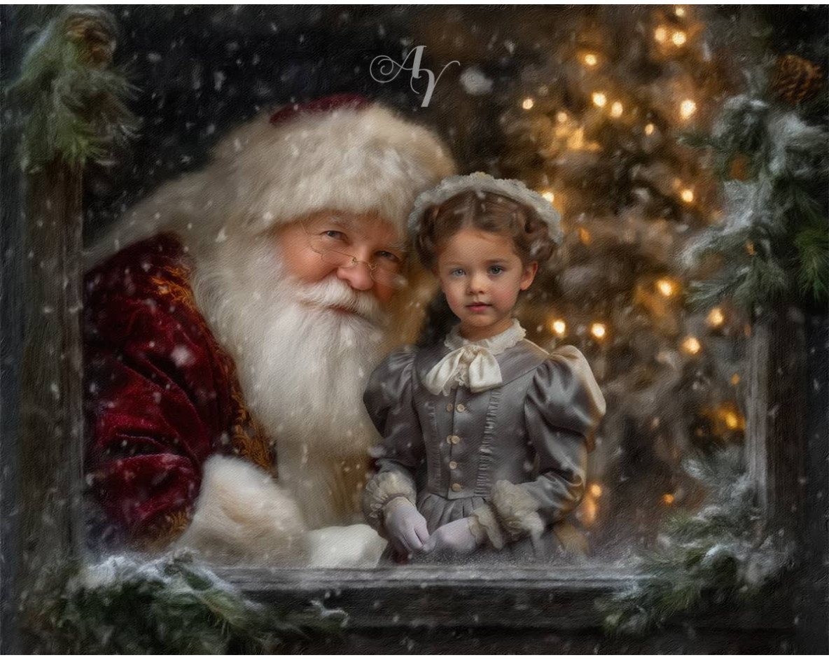 Santa and Child Customized Photo Paintings