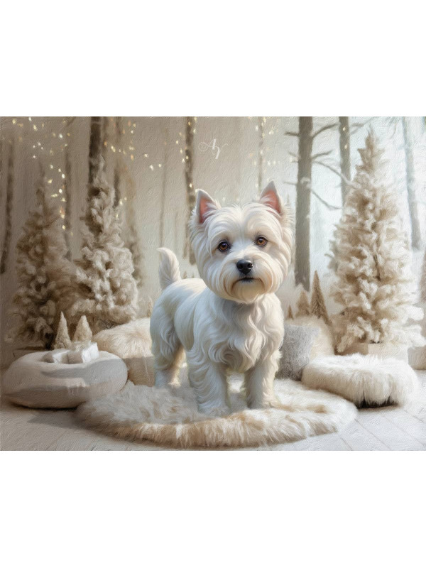 White on White Holiday Pet Customized Photo Paintings