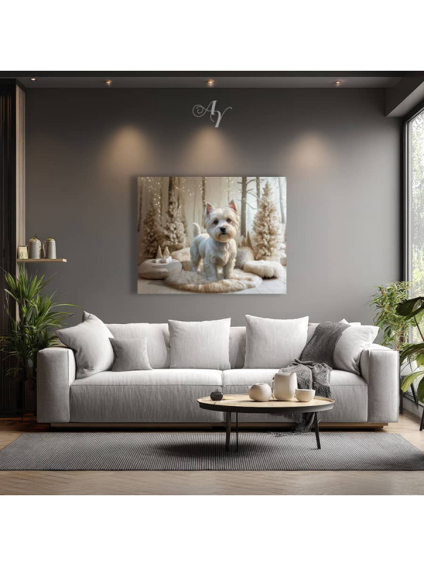 White on White Holiday Pet Customized Photo Paintings
