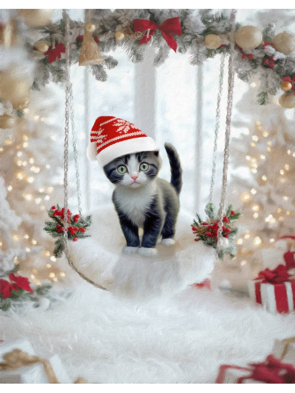 Festive Holiday Pet Swing Customized Photo Paintings