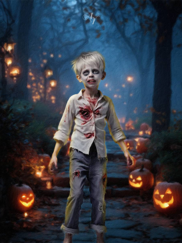 Zombie Walk Child Customized Photo Paintings