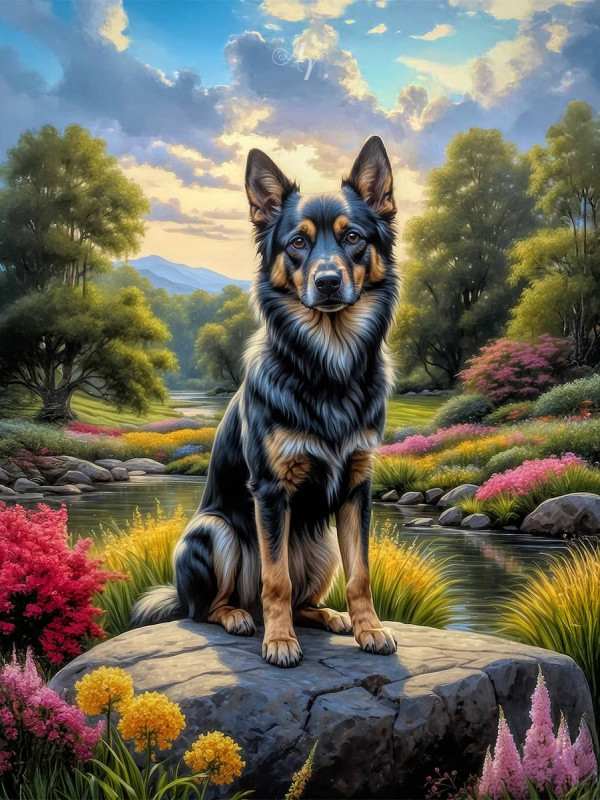 Shepherd Mix Breed Dog Portrait Paintings