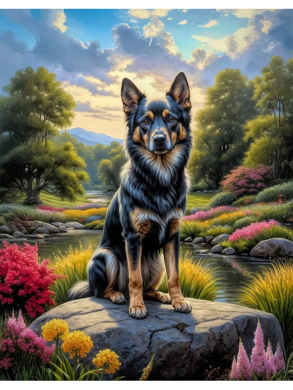 Shepherd Mixed Breed Dog and Puppy Portrait Paintings