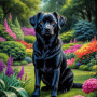Black Mix Breed Dog Portrait Paintings