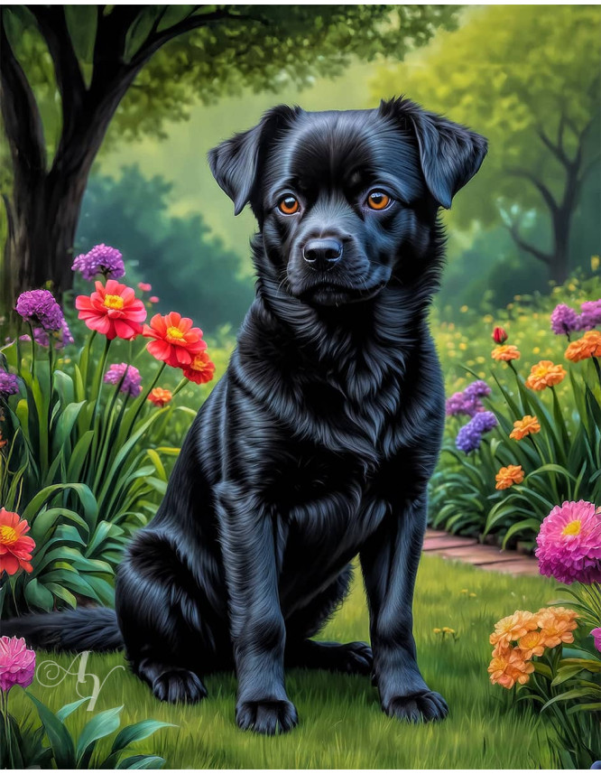 Black Mix Breed Dog Portrait Paintings Black Mix Breed Dog Portrait Paintings