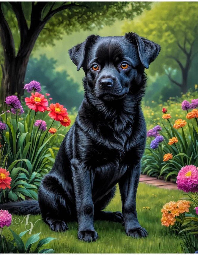 Black Mix Breed Dog Portrait Paintings Black Mix Breed Dog Portrait Paintings