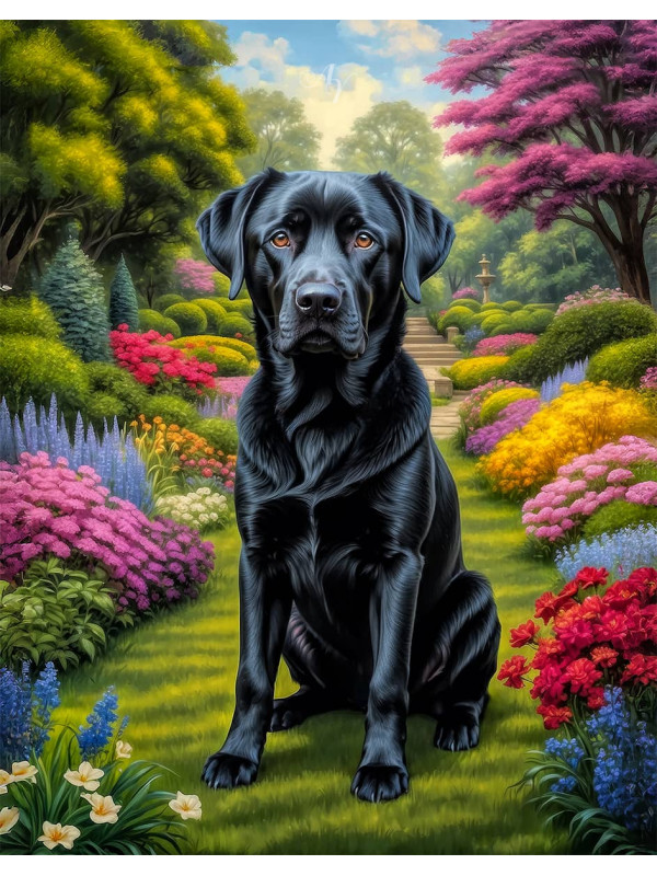 Black Mixed Breed Dogs - Puppies Portrait Paintings
