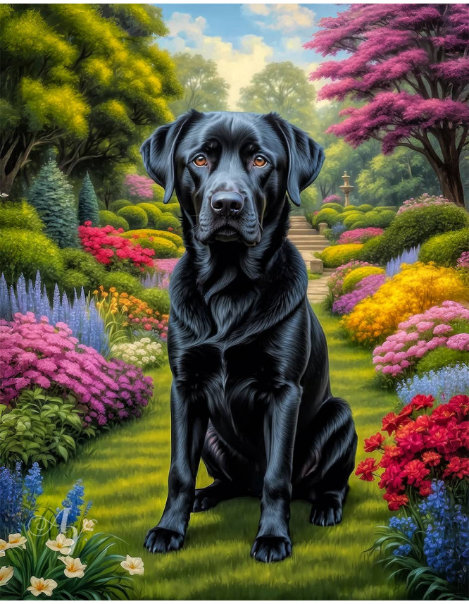 Black Mix Breed Dog Portrait Paintings
