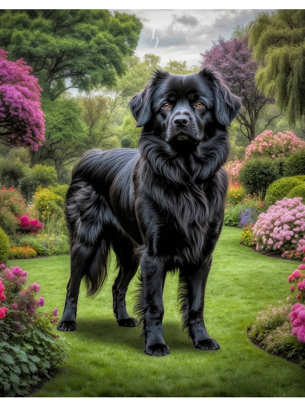 Black Mixed Breed Dogs - Puppies Portrait Paintings