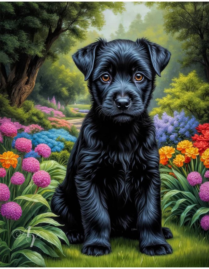 Black Mix Breed Dog Portrait Paintings Black Mix Breed Dog Portrait Paintings