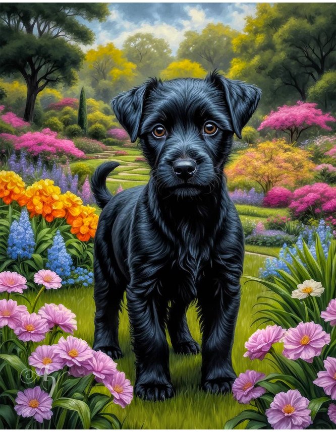 Black Mix Breed Dog Portrait Paintings Black Mix Breed Dog Portrait Paintings