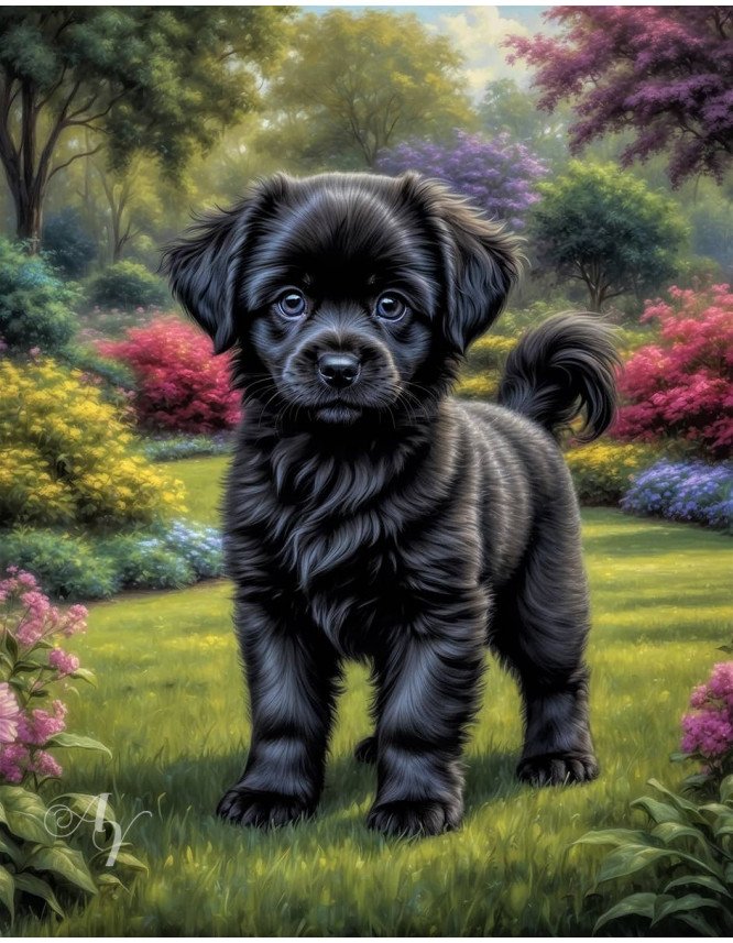 Black Mix Breed Dog Portrait Paintings Black Mix Breed Dog Portrait Paintings
