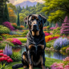 Black Rust Mix Breed Dog Portrait Paintings