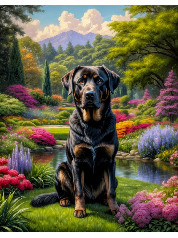Black - Rust Mixed Breed Dog and Puppy Portrait Paintings