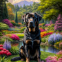 Black Rust Mix Breed Dog Portrait Paintings