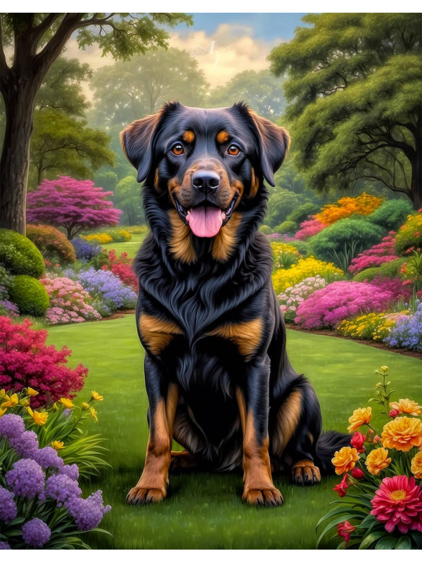 Black - Rust Mixed Breed Dog and Puppy Portrait Paintings