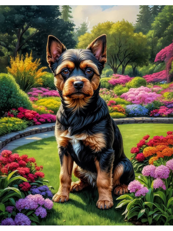 Black - Rust Mixed Breed Dog and Puppy Portrait Paintings