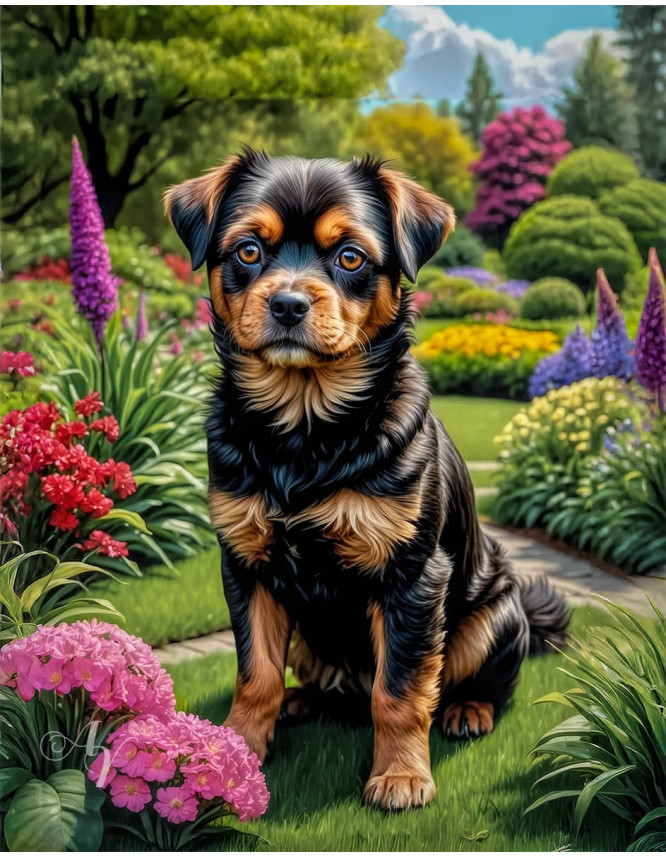 Black Rust Mix Breed Dog Portrait Paintings Black Rust Mix Breed Dog Portrait Paintings