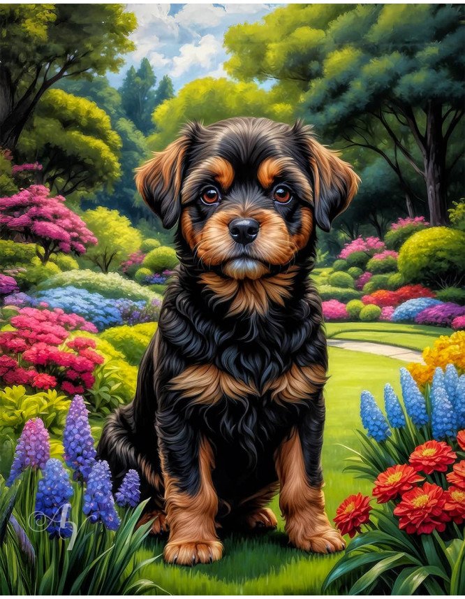 Black Rust Mix Breed Dog Portrait Paintings Black Rust Mix Breed Dog Portrait Paintings