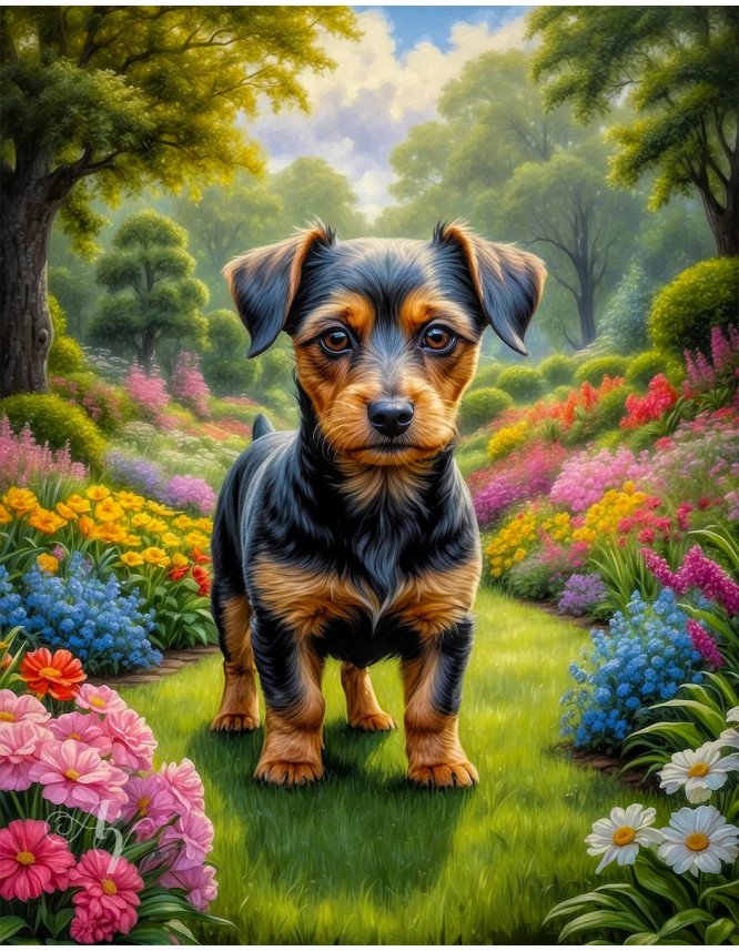 Black Rust Mix Breed Dog Portrait Paintings Black Rust Mix Breed Dog Portrait Paintings