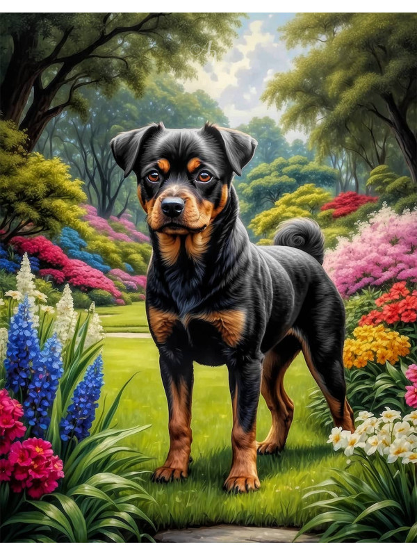 Black - Rust Mixed Breed Dog and Puppy Portrait Paintings