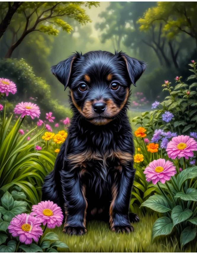 Black Rust Mix Breed Dog Portrait Paintings Black Rust Mix Breed Dog Portrait Paintings