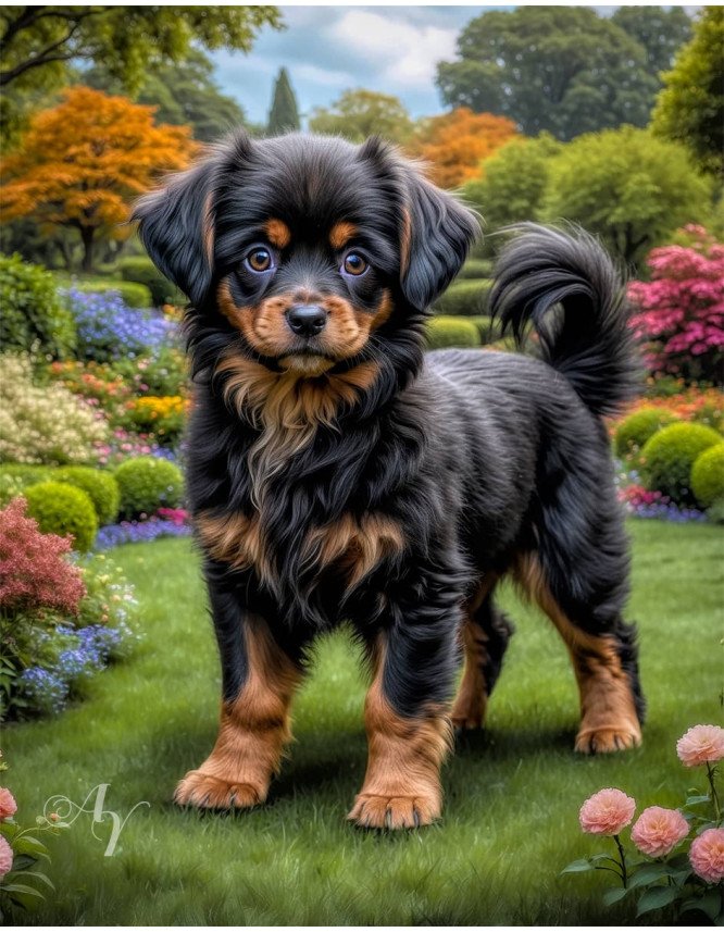 Black Rust Mix Breed Dog Portrait Paintings Black Rust Mix Breed Dog Portrait Paintings