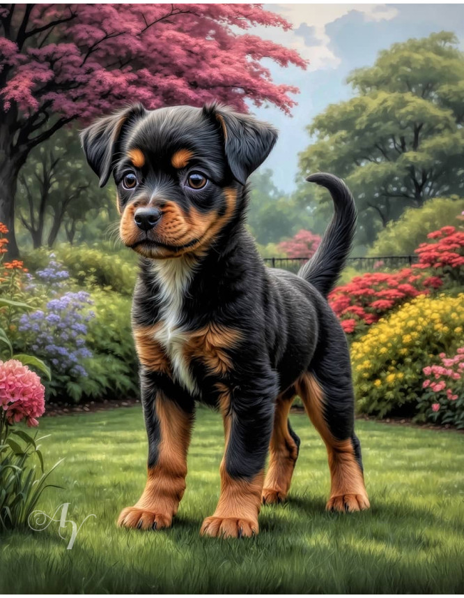 Black Rust Mix Breed Dog Portrait Paintings Black Rust Mix Breed Dog Portrait Paintings