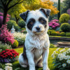 Black White Mix Breed Dog Portrait Paintings