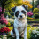 Black White Mix Breed Dog Portrait Paintings