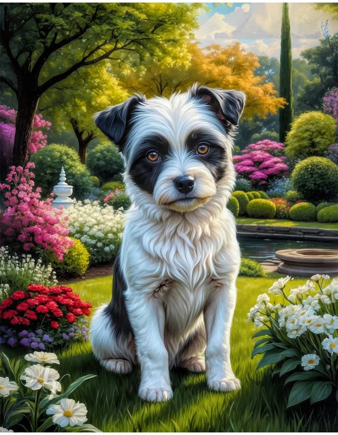 Black White Mix Breed Dog Portrait Paintings Black White Mix Breed Dog Portrait Paintings
