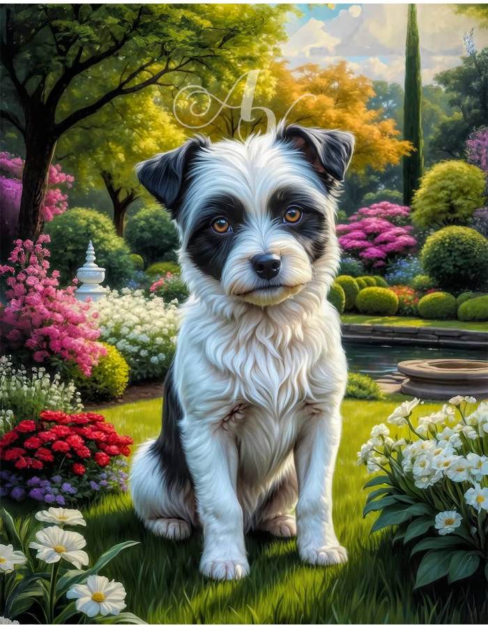 Black White Mix Breed Dog Portrait Paintings Black White Mix Breed Dog Portrait Paintings