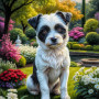 Black White Mix Breed Dog Portrait Paintings