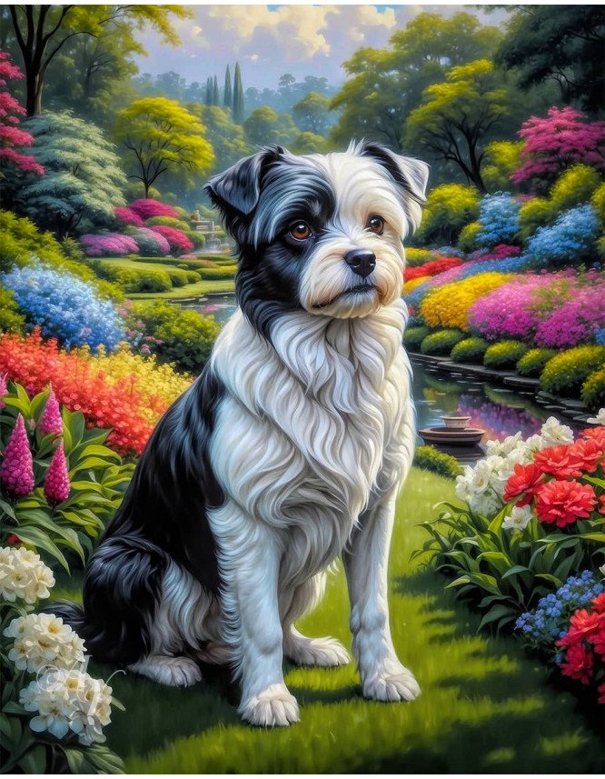 Black White Mix Breed Dog Portrait Paintings Black White Mix Breed Dog Portrait Paintings