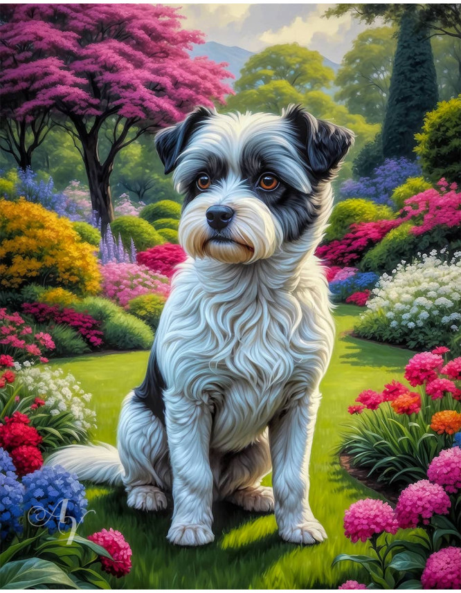 Black White Mix Breed Dog Portrait Paintings Black White Mix Breed Dog Portrait Paintings