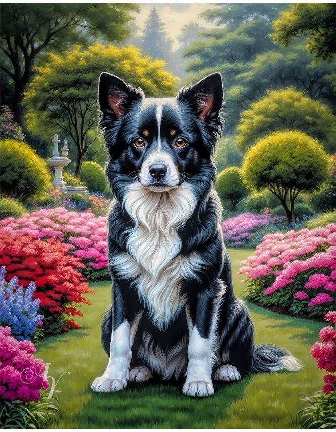 Black White Mix Breed Dog Portrait Paintings Black White Mix Breed Dog Portrait Paintings