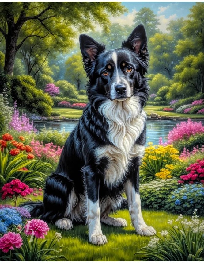 Black White Mix Breed Dog Portrait Paintings Black White Mix Breed Dog Portrait Paintings
