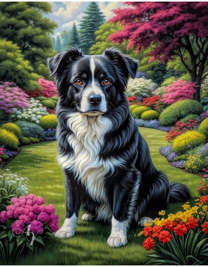 Black White Mix Breed Dog Portrait Paintings Black White Mix Breed Dog Portrait Paintings