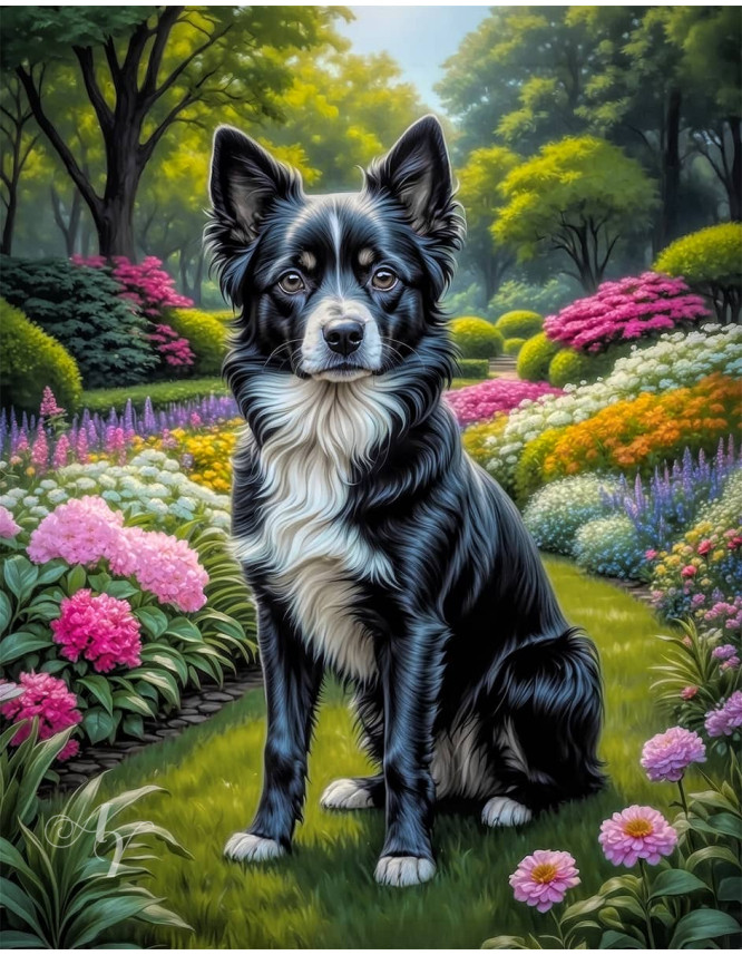 Black White Mix Breed Dog Portrait Paintings Black White Mix Breed Dog Portrait Paintings