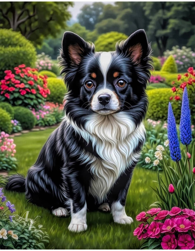 Black White Mix Breed Dog Portrait Paintings Black White Mix Breed Dog Portrait Paintings