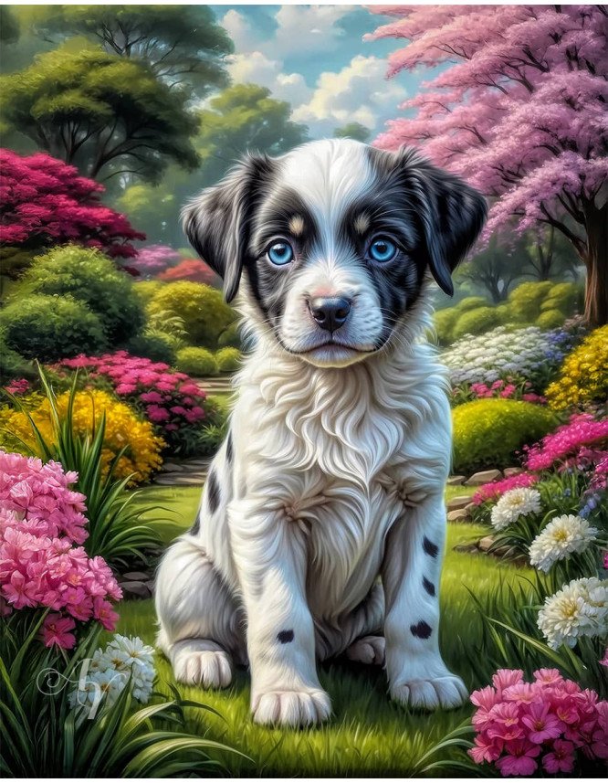 Black White Mix Breed Dog Portrait Paintings Black White Mix Breed Dog Portrait Paintings