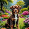 Brown Rust Mix Breed Dog Portrait Paintings
