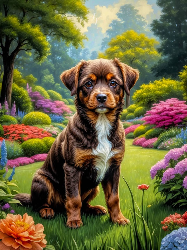 Brown Rust Mix Breed Dog Portrait Paintings