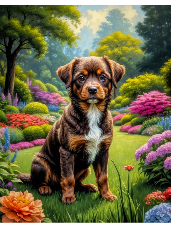 Brown - Rust Mixed Breed Dog and Puppy Portrait Paintings