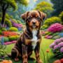 Brown Rust Mix Breed Dog Portrait Paintings