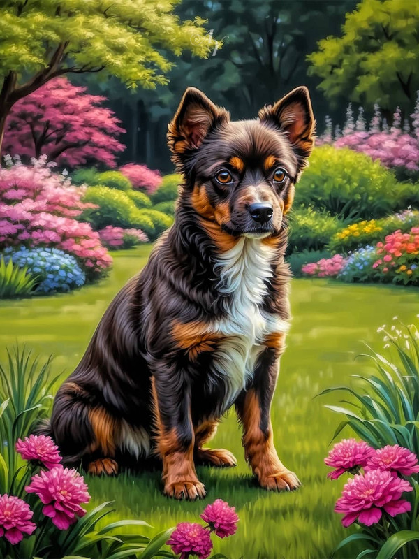 Brown Rust Mix Breed Dog Portrait Paintings