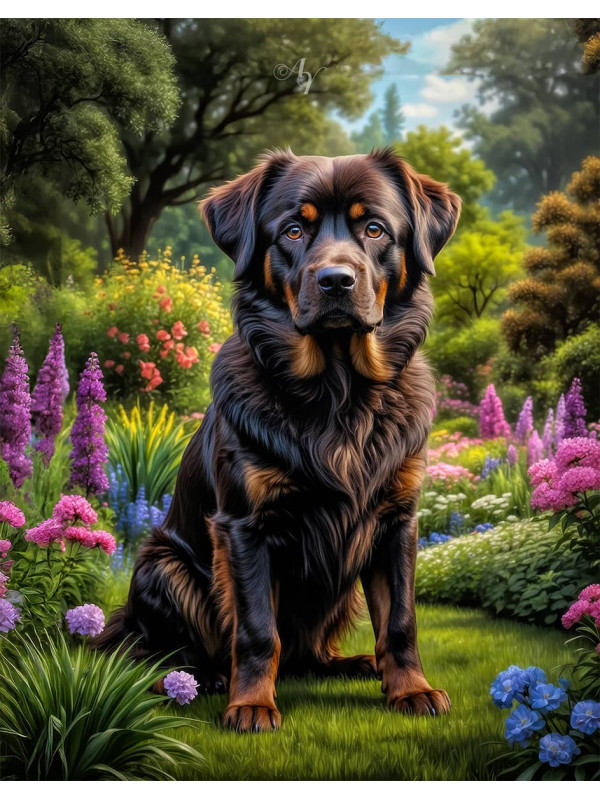 Brown - Rust Mixed Breed Dog and Puppy Portrait Paintings