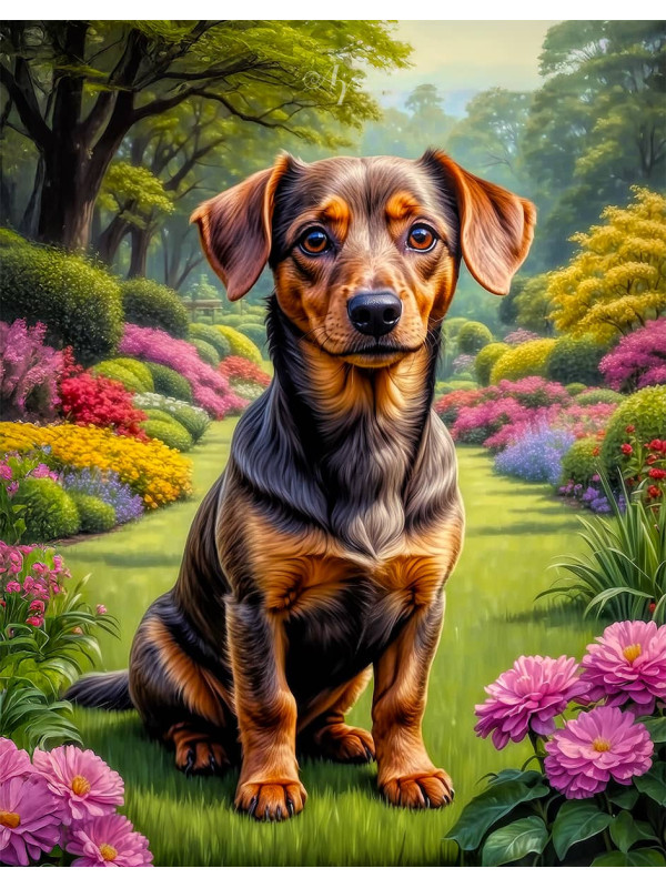 Brown - Rust Mixed Breed Dog and Puppy Portrait Paintings