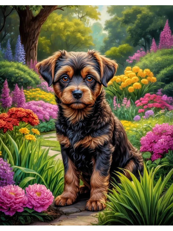 Brown - Rust Mixed Breed Dog and Puppy Portrait Paintings